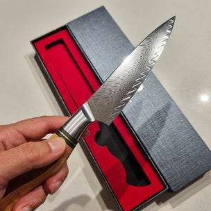 Santoku Knife Ryda Knives ST650 Damascus 7 Inch Santoku Knife 