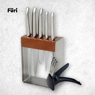 Furi Pro Teak Knife Block 7 Pc Set
