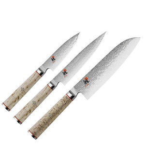 Miyabi 5000MCD Birchwood Santoku Utility Paring Knife 3 Pc Set