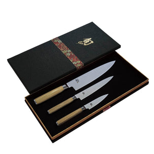 Shun Kai Classic White Chef Utility Paring Knife 3 Pc Set