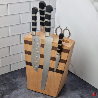 F DICK 1905 Series Wooden Magnetic Knife Block 6 Pc Set