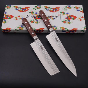 Musashi VG-10 Traditional Washi Gift Wrapped Chef Nakiri Knife 2 Pc Set