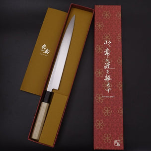 Musashi White Steel #2 Buffalo Magnolia Single Bevel Yanagiba Knife 24cm